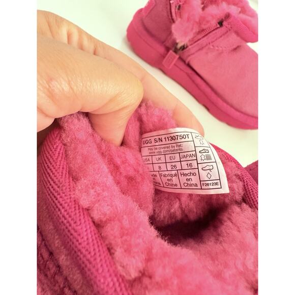 UGG Kid’s/Toddler Ultra Mini Berry Pink Classic Suede Boots 1130750T Size 9 - Picture 7 of 10